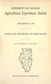 Cover of: Prices and shrinkage of farm grains