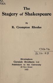 Cover of: The stagery of Shakespeare. by R. Crompton Rhodes