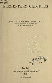 Cover of: Elementary calculus. by William Fogg Osgood