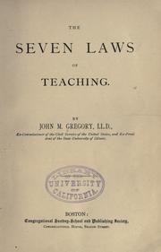 Cover of: The seven laws of teaching. by John Milton Gregory