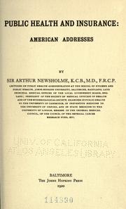 Cover of: Public health and insurance by Sir Arthur Newsholme