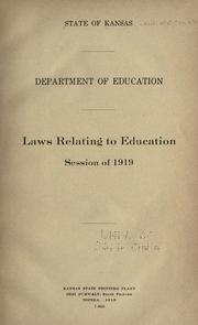 Cover of: Laws relating to education: session of 1919.