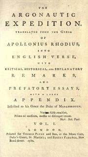 Cover of: The Argonautic expedition of Apollonius Rhodius by Apollonius Rhodius