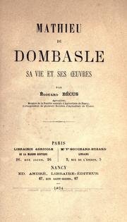 Cover of: Mathieu de Dombasle by Êdouard Bécus