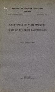 Cover of: Significance of white markings in birds of the order Passeriformes