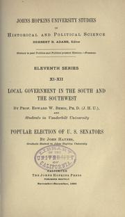 Cover of: Local government in the South and the Southwest