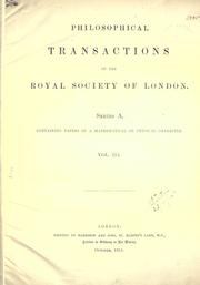 Cover of: Philosophical transactions.  Series A: Mathematical and physical sciences. by Royal Society of London, Royal Society of London