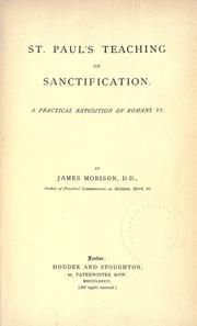 Cover of: St. Paul's teaching on sanctification by Morison, James