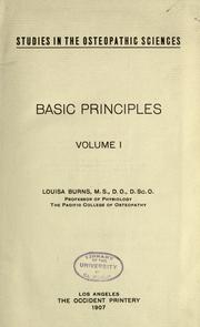 Cover of: Studies in the osteopathic sciences by Louisa Burns