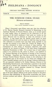 Cover of: The Surinam coral snake: Micrurus surinamensis