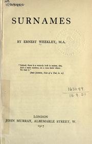 Cover of: Surnames. by Ernest Weekley