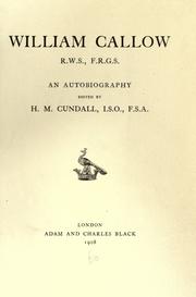 Cover of: William Callow, R. W. S., F. R. G. S