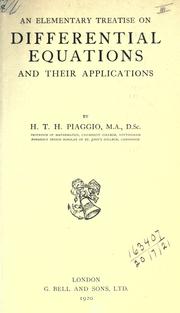 Cover of: An elementary treatise on differential equations and their applications