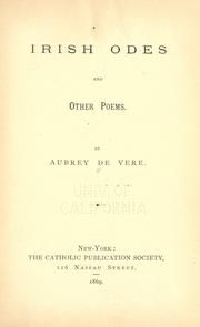 Cover of: Irish odes and other poems by Aubrey De Vere, Aubrey De Vere