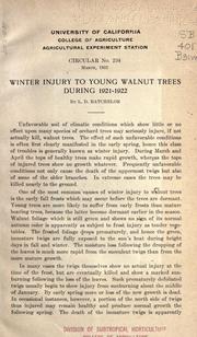 Cover of: Winter injury to young walnut trees during 1921-1922