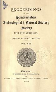 Cover of: Proceedings. by Somersetshire Archaeological and Natural History Society