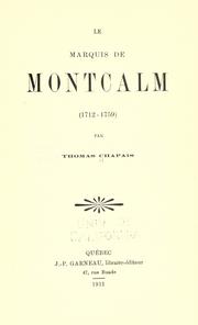 Cover of: Le marquis de Montcalm (1712-1759) by Chapais, Thomas