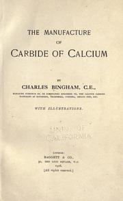 Cover of: Manufacture of carbide of calcium.