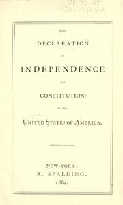 Cover of: The Declaration of Independence and Constitution of the United States of America. by United States