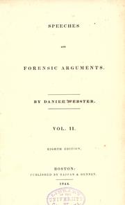 Cover of: Speeches and forensic arguments. by Daniel Webster