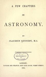 Cover of: few chapters in astronomy.