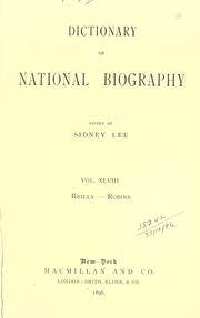 Cover of: Dictionary of national biography: Volume XLVIII : from Reilly to Robins