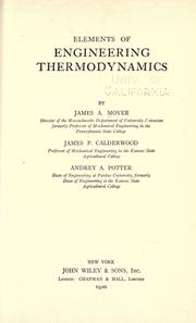 Cover of: Elements of engineering thermodynamics by Moyer, James Ambrose, Moyer, James Ambrose