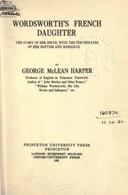 Cover of: Wordsworth's French daughter by Harper, George McLean