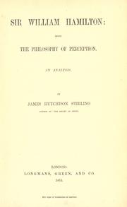 Cover of: Sir William Hamilton by James Hutchison Stirling