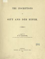 Cover of: The inscriptions of Siut and D©Đer R©Đife by Francis Llewellyn Griffith