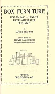 Cover of: Box furniture by Louise Brigham