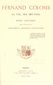 Cover of: Fernand Colomb: sa vie, ses œuvres