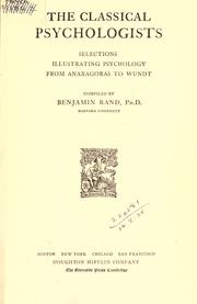 Cover of: The classical psychologists by Benjamin Rand