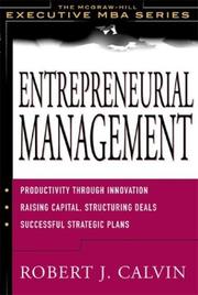 Cover of: Entrepreneurial Management by Robert J. Calvin