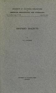 Cover of: Arapaho dialects by A. L. Kroeber
