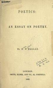 Cover of: Poetics: an essay on poetry