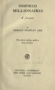 Cover of Inspired millionaires by lee, gerald stanley
