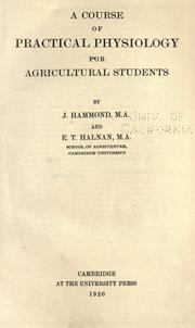 Cover of: A course of practical physiology for agricultural students