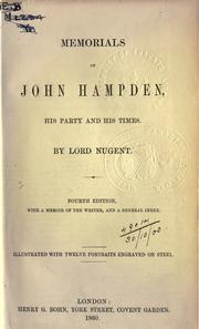 Cover of: Memorials of John Hampden, his party and his times. by Nugent, George Nugent Grenville Baron