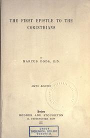 Cover of: The first epistle to the Corinthians by Dods, Marcus