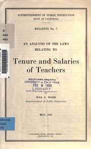 Cover of: An analysis of the laws relating to tenure and salaries of teachers by Wood, Will C., Wood, Will C.