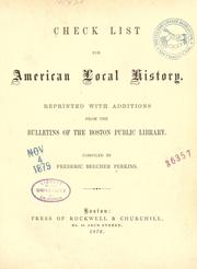 Cover of: Check list for American local history.