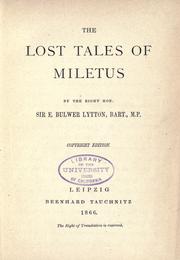 Cover of: The lost tales of Miletus by Edward Bulwer Lytton, Baron Lytton