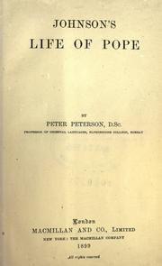 Cover of: Life of Pope.: [Edited] by Peter Peterson.