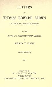 Cover of: Letters of Thomas Edward Brown by T. E. Brown