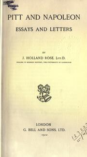 Cover of: Pitt and Napoleon by J. Holland Rose, J. Holland Rose