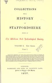 Cover of: Collections for a history of Staffordshire. New Series Volume X Part 1 by Staffordshire Record Society