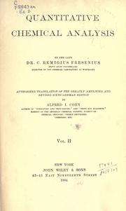 Cover of: Quantitative chemical analysis by Fresenius, C. Remigius