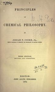 Cover of: Principles of chemical philosophy. by Cooke, Josiah Parsons