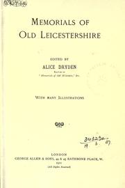 Cover of: Memorials of old Leicestershire.